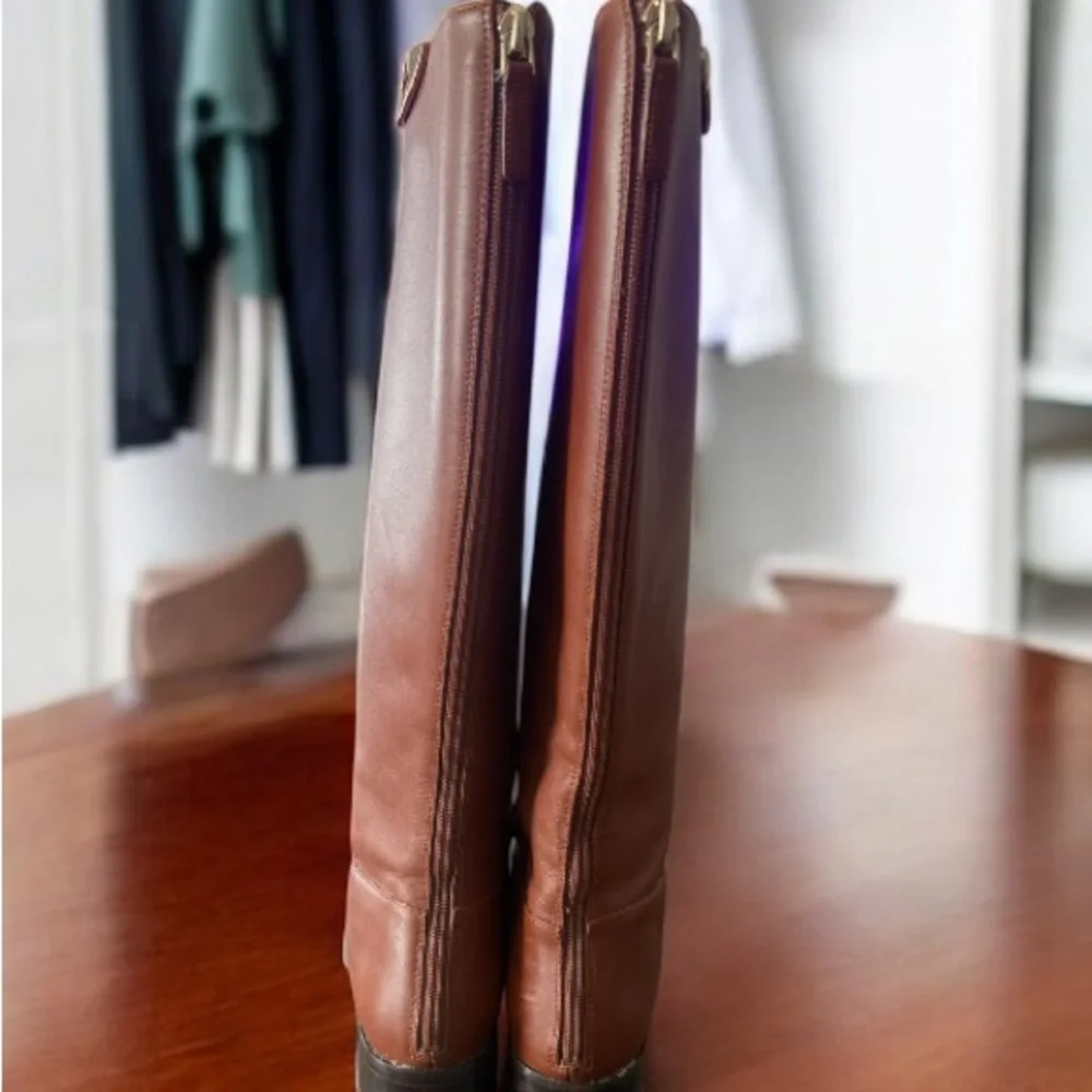 TORY BURCH Tall Brown Leather Riding Boots Equestrian Knee High WOMENS 6.5 M